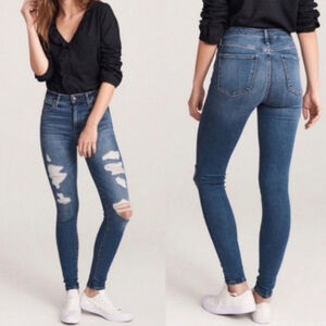 A&F 2 Simone High Rise Super Skinny Distressed Jegging Abercrombie & Fitch Jeans